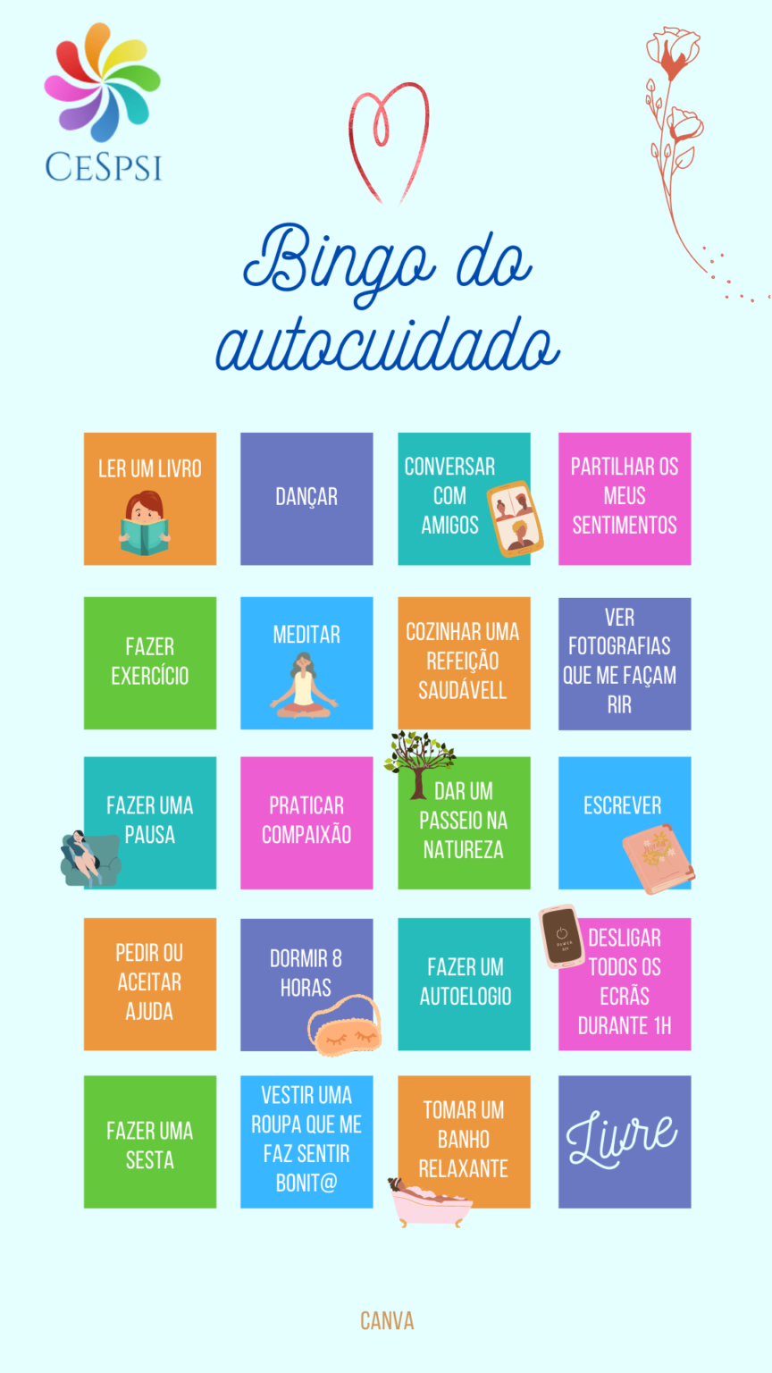 Bingo Do Autocuidado   Psicóloga Célia Silva